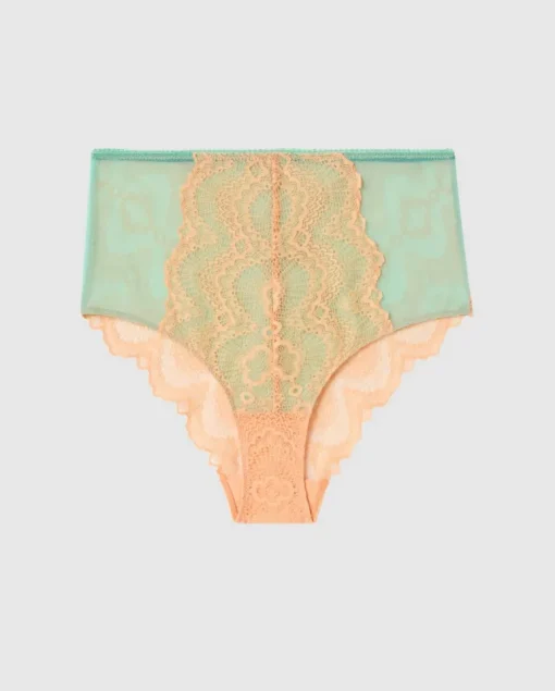 Lace Highwaist Briefs Peach/Turquoise<UNDERSTATEMENT Sale
