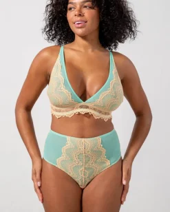 Lace Highwaist Briefs Peach/Turquoise<UNDERSTATEMENT Sale