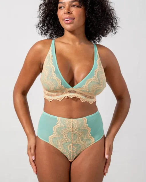 Lace Highwaist Briefs Peach/Turquoise<UNDERSTATEMENT Sale