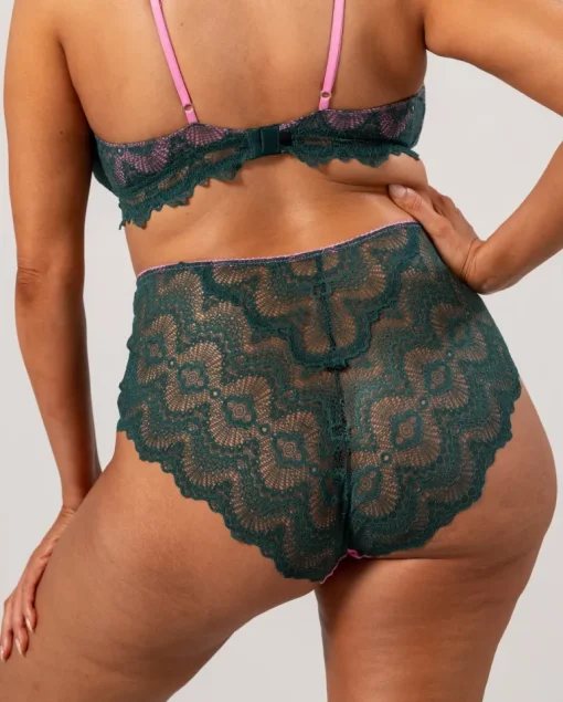 Lace Highwaist Briefs Pine/Candy Pink<UNDERSTATEMENT Online