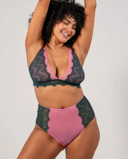 Lace Highwaist Briefs Pine/Candy Pink<UNDERSTATEMENT Online