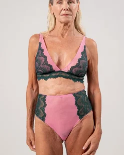 Lace Highwaist Briefs Pine/Candy Pink<UNDERSTATEMENT Online