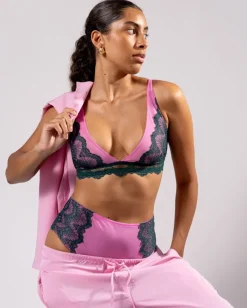Lace Highwaist Briefs Pine/Candy Pink<UNDERSTATEMENT Online