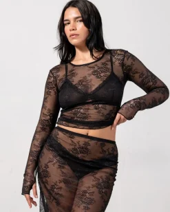 Lace Longsleeve Tee Black<UNDERSTATEMENT New