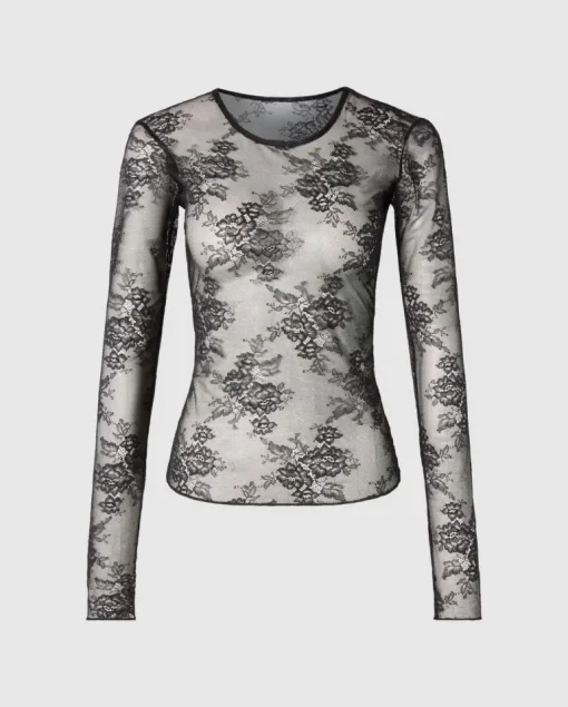 Lace Longsleeve Tee Black<UNDERSTATEMENT New