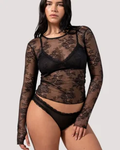 Lace Longsleeve Tee Black<UNDERSTATEMENT New