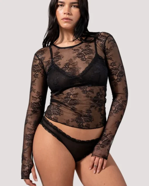 Lace Longsleeve Tee Black<UNDERSTATEMENT New