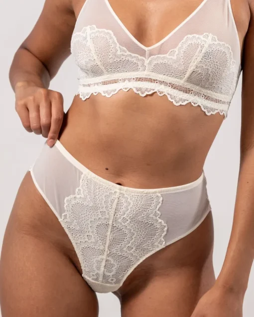 Lace Mesh High Cut Thong Cream<UNDERSTATEMENT Online