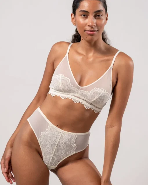 Lace Mesh High Cut Thong Cream<UNDERSTATEMENT Online