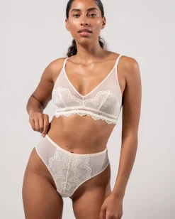 Lace Mesh High Cut Thong Cream<UNDERSTATEMENT Online