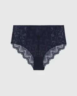 Lace Mesh Highwaist Briefs Navy<UNDERSTATEMENT Best