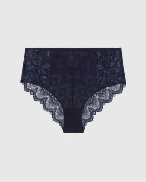 Lace Mesh Highwaist Briefs Navy<UNDERSTATEMENT Best