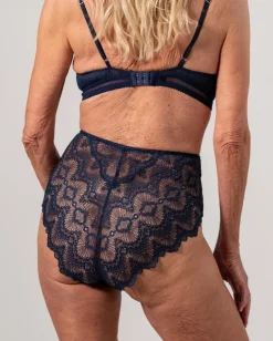 Lace Mesh Highwaist Briefs Navy<UNDERSTATEMENT Best