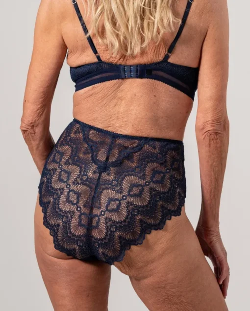 Lace Mesh Highwaist Briefs Navy<UNDERSTATEMENT Best