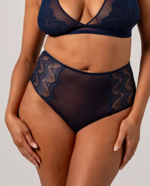 Lace Mesh Highwaist Briefs Navy<UNDERSTATEMENT Best