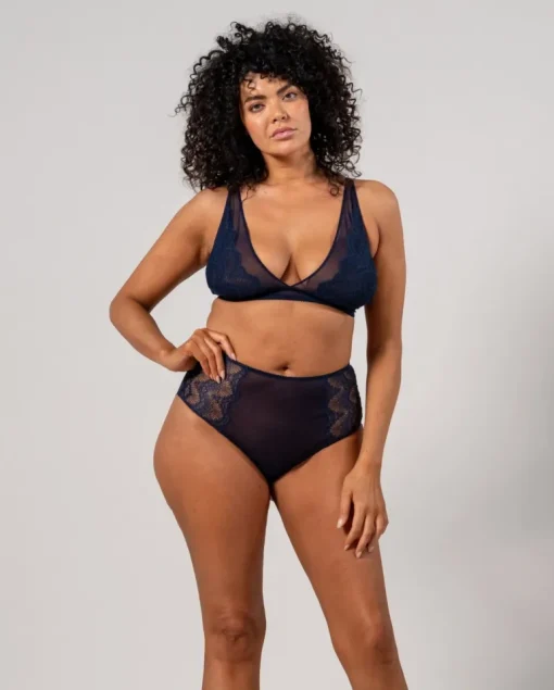 Lace Mesh Highwaist Briefs Navy<UNDERSTATEMENT Best
