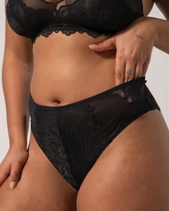 Lace Mesh Highwaist Thong Black<UNDERSTATEMENT Cheap