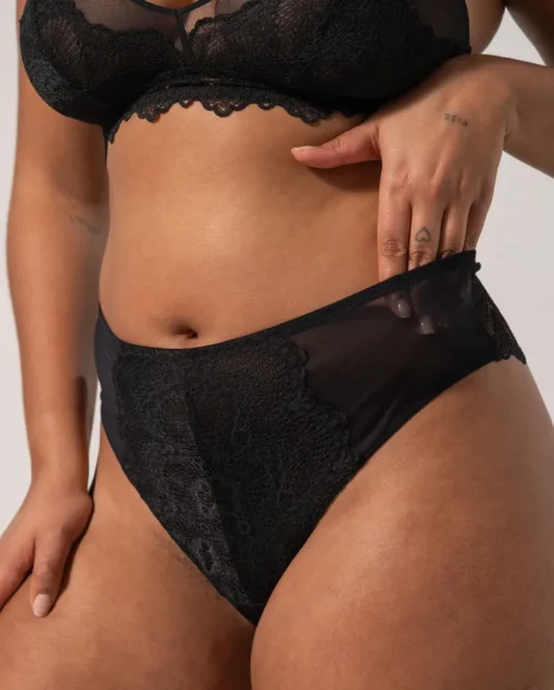Lace Mesh Highwaist Thong Black<UNDERSTATEMENT Cheap