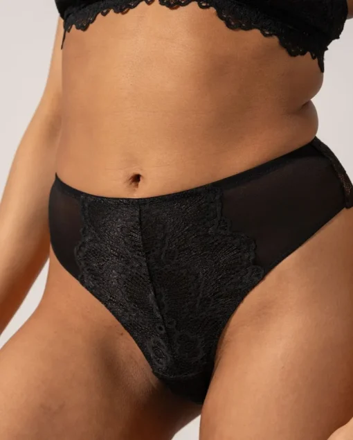 Lace Mesh Highwaist Thong Black<UNDERSTATEMENT Cheap