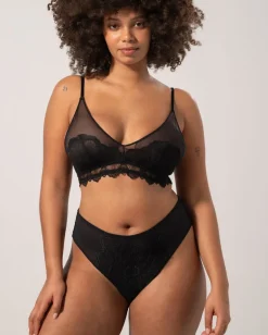 Lace Mesh Highwaist Thong Black<UNDERSTATEMENT Cheap