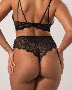 Lace Mesh Highwaist Thong Black<UNDERSTATEMENT Cheap