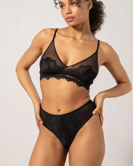Lace Mesh Highwaist Thong Black<UNDERSTATEMENT Cheap