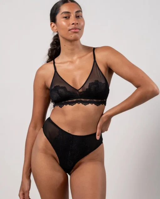 Lace Mesh Highwaist Thong Black<UNDERSTATEMENT Cheap