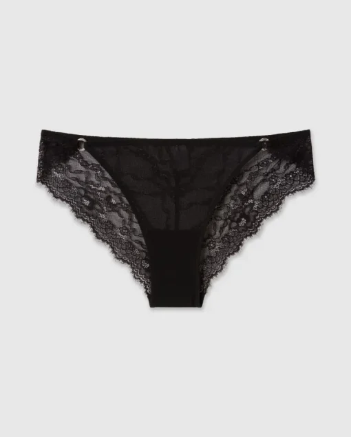 Lace Mesh Tanga Briefs Black<UNDERSTATEMENT Fashion