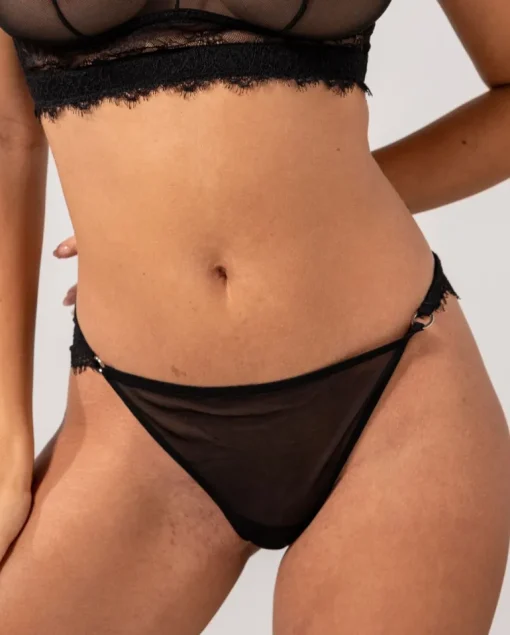 Lace Mesh Tanga Briefs Black<UNDERSTATEMENT Fashion