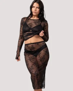 Lace Midi Skirt Black<UNDERSTATEMENT Sale