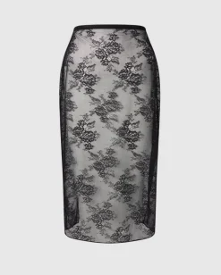 Lace Midi Skirt Black<UNDERSTATEMENT Sale