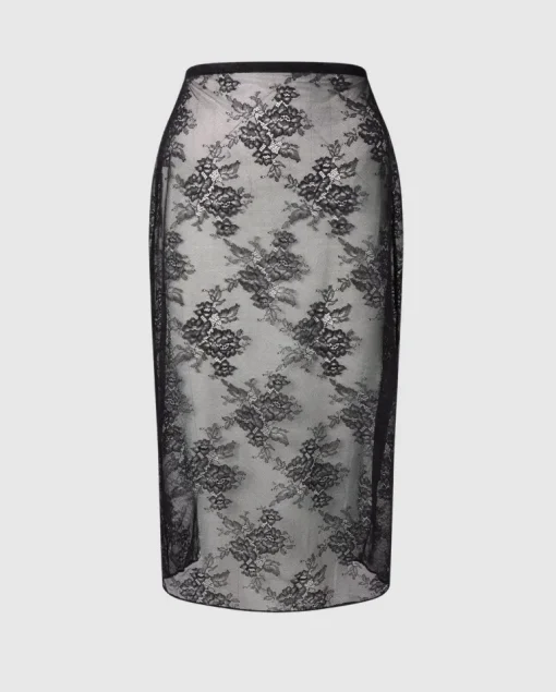 Lace Midi Skirt Black<UNDERSTATEMENT Sale