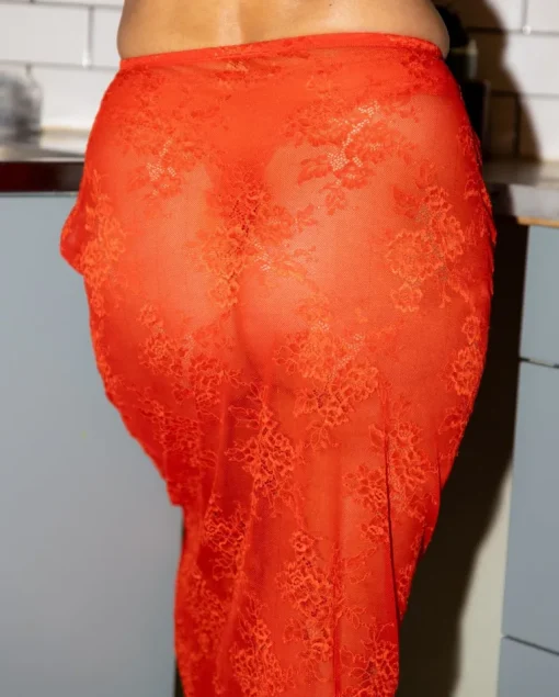 Lace Midi Skirt Fiery Red<UNDERSTATEMENT Best Sale