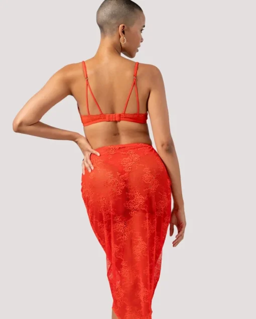 Lace Midi Skirt Fiery Red<UNDERSTATEMENT Best Sale