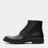 Laced-Up Vegan Corn Leather Ankle Boots Black<BOHEMA Shop