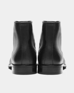 Laced-Up Vegan Corn Leather Ankle Boots Black<BOHEMA Shop