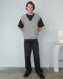 Laim臈 Alpaca Wool & Cotton Vest Grey<THE KNOTTY ONES Clearance
