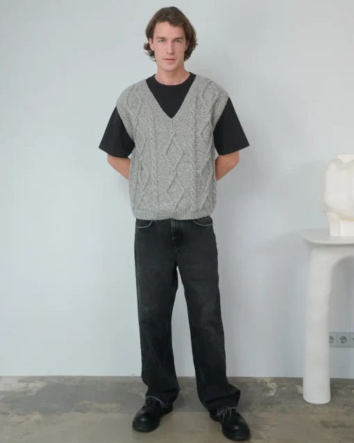 Laim臈 Alpaca Wool & Cotton Vest Grey<THE KNOTTY ONES Clearance