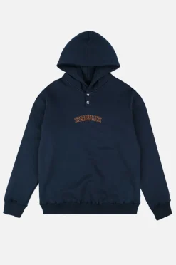 Lambda College Button Up Hoodie Deep Navy<Trendsplant Hot