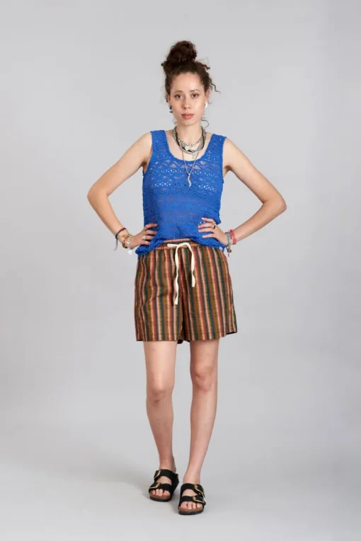 Leah Cotton Shorts Stripe Green<KOMODO Best Sale