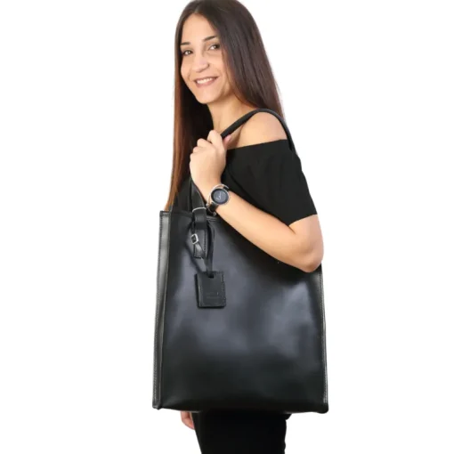 Leather Tote Mod 105 Black<THE DUST COMPANY Best Sale