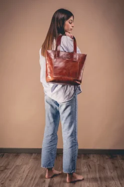 Leather Tote Mod 147 Brown<THE DUST COMPANY Clearance