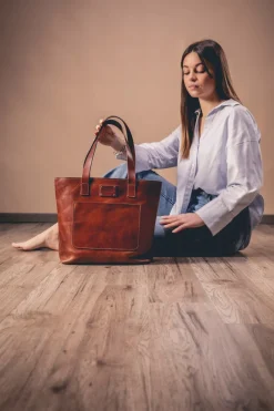 Leather Tote Mod 147 Brown<THE DUST COMPANY Clearance