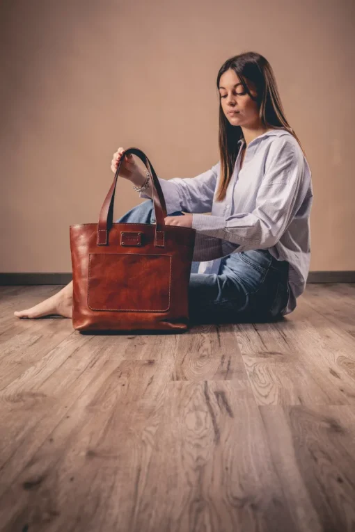 Leather Tote Mod 147 Brown<THE DUST COMPANY Clearance