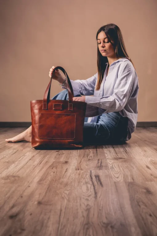 Leather Tote Mod 147 Brown<THE DUST COMPANY Clearance