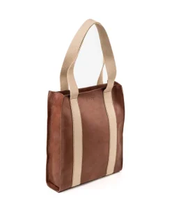 Leather Tote Tobacco Manhattan Collection<THE DUST COMPANY New