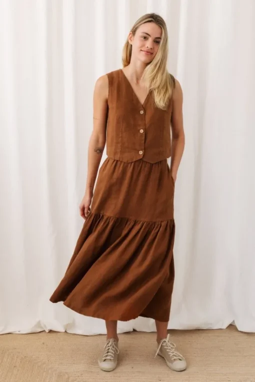 Lehman Skirt Umber Brown<TWOTHIRDS Shop