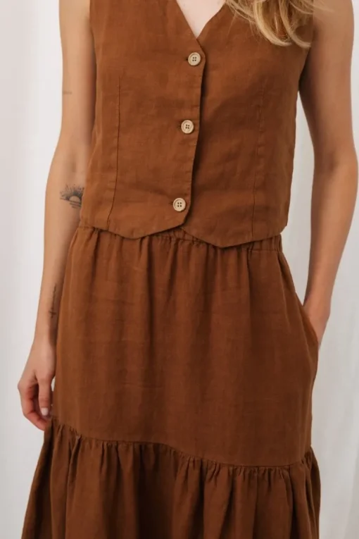 Lehman Skirt Umber Brown<TWOTHIRDS Shop