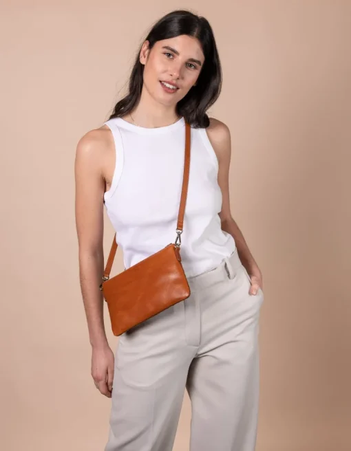 Lexi Cognac Woven Classic Leather<O My Bag Outlet
