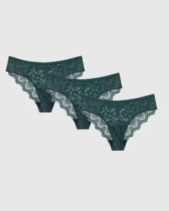 Light Flow Lace Period Underpants 3-Pack Pine Green<UNDERSTATEMENT Sale